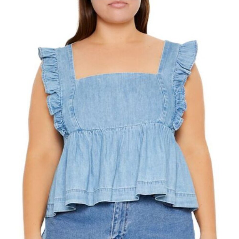 Forever21 Plus Size Denim Tie-Back Top